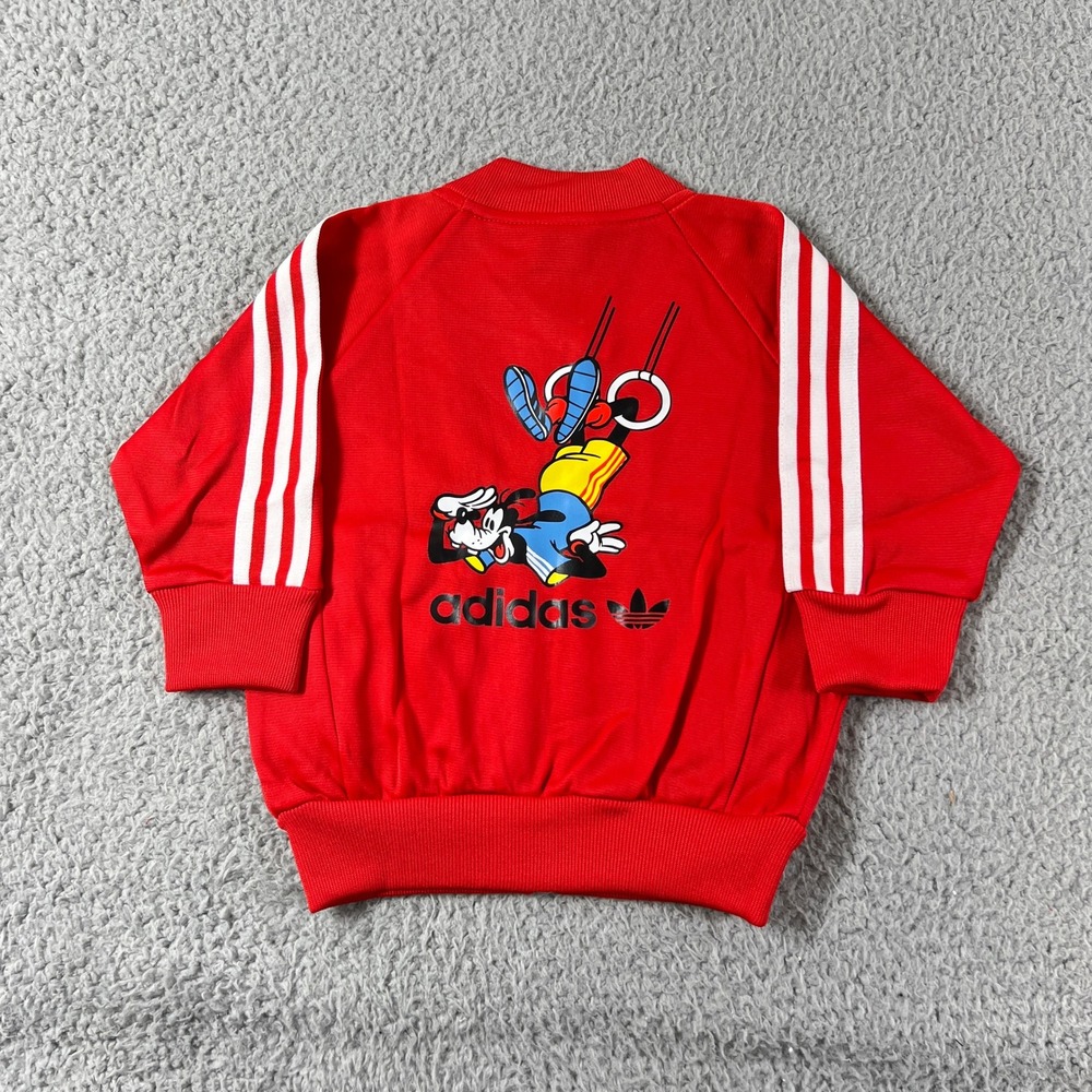 Adidas Track Suit Kids 9M Red Disney Goofy Superstar Jacket Pants Set Vintage - Picture 2 of 16